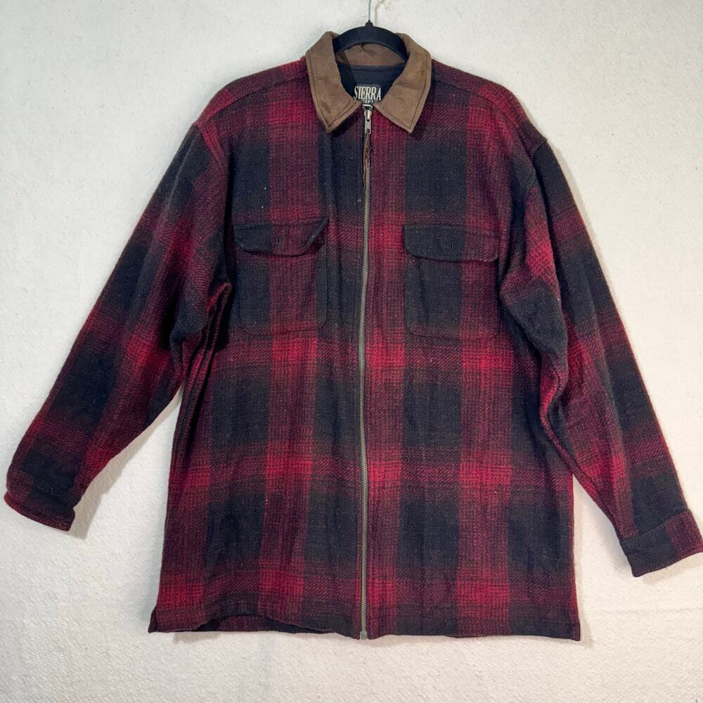 Sierra Pacific VTG Red & Black Buffalo Plaid Chore Jacket Wool Field Coat Medium